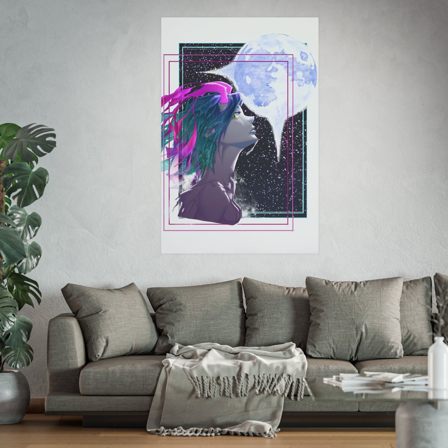 Sea Dragon Girl Amongst The Night Sky - Art Print