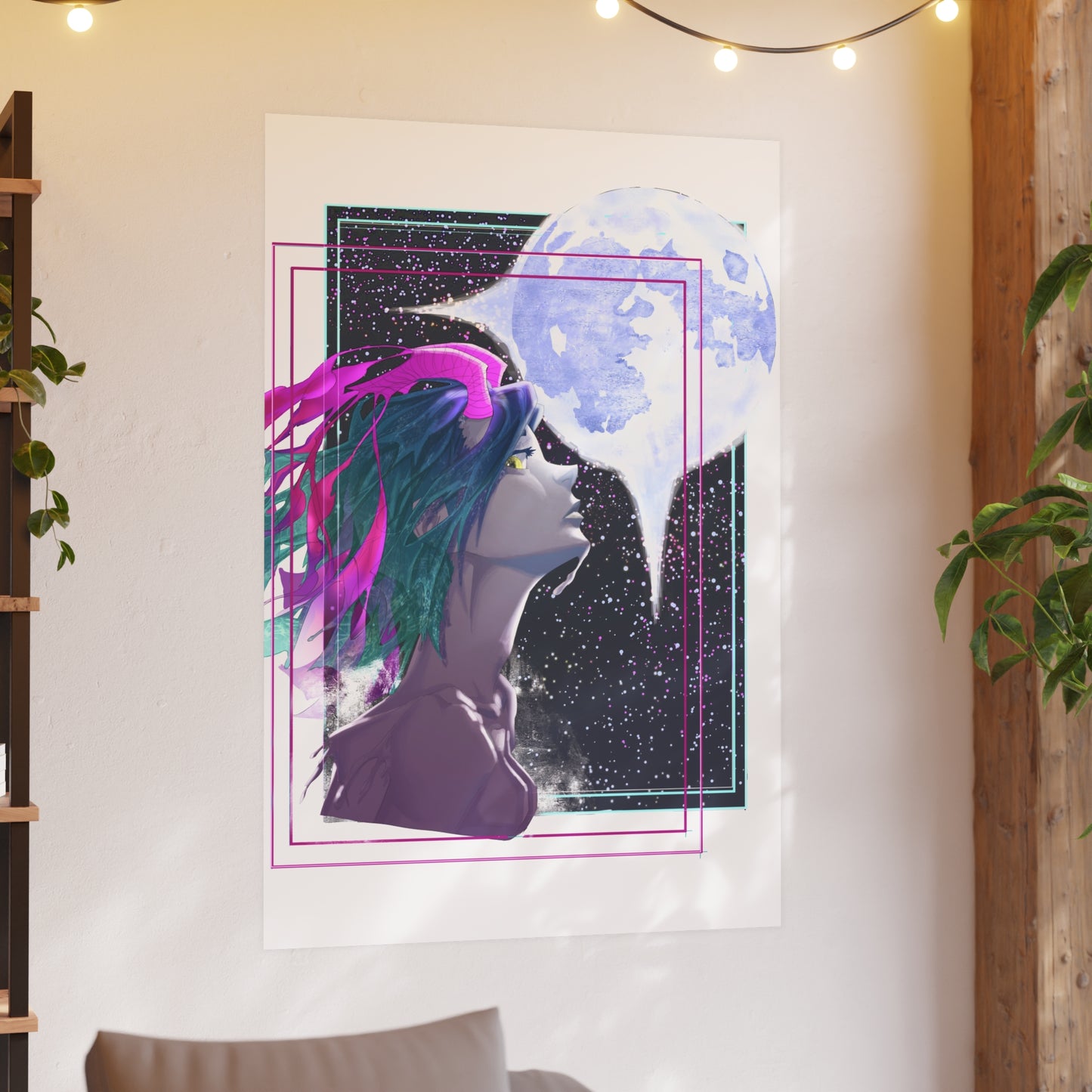 Sea Dragon Girl Amongst The Night Sky - Art Print