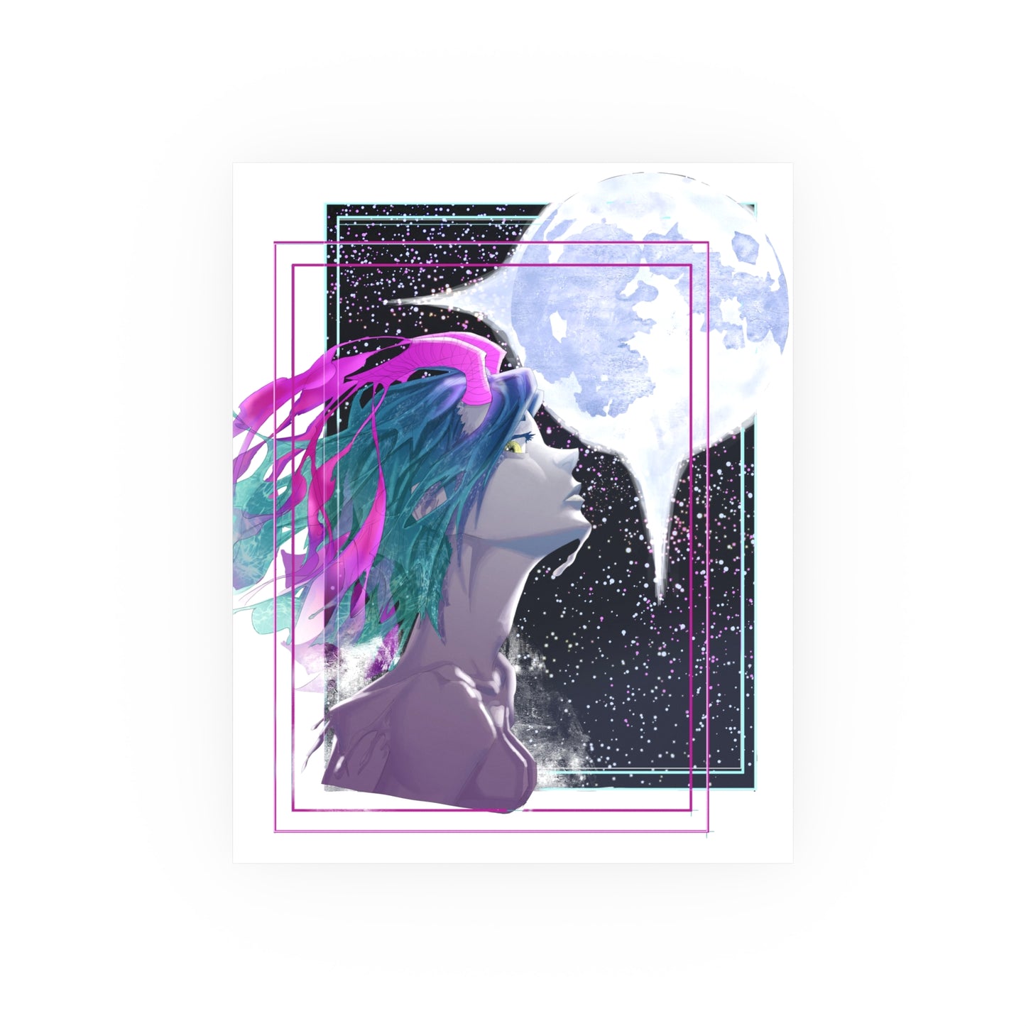 Sea Dragon Girl Amongst The Night Sky - Art Print