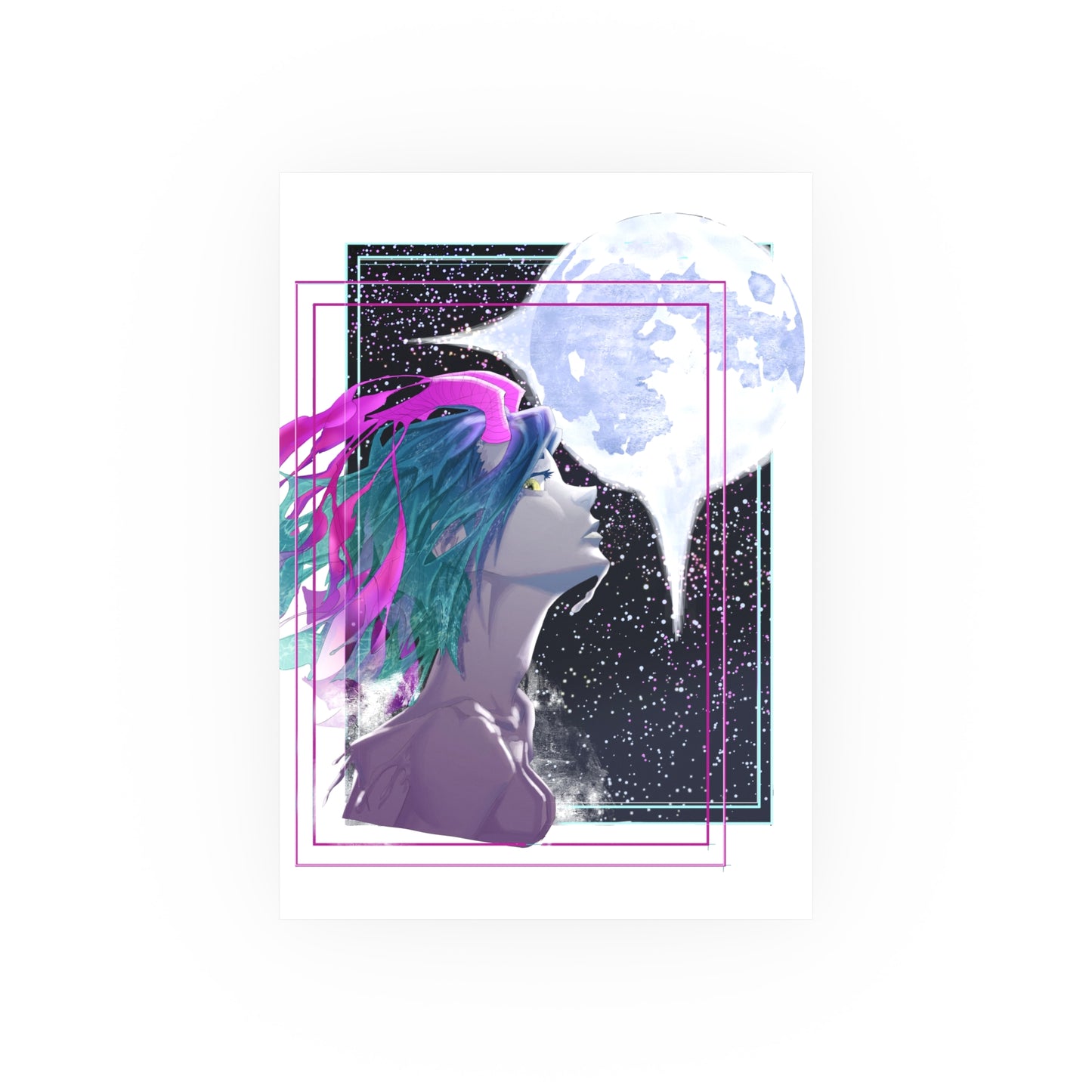 Sea Dragon Girl Amongst The Night Sky - Art Print