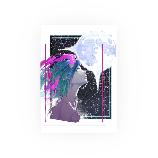 Sea Dragon Girl Amongst The Night Sky - Art Print