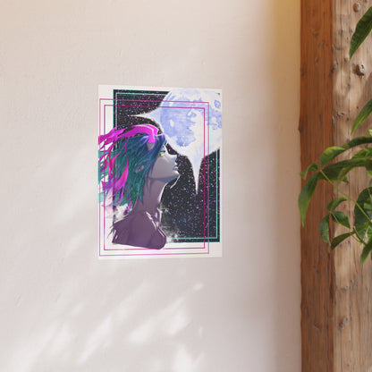 Sea Dragon Girl Amongst The Night Sky - Art Print